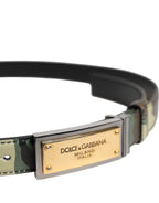 Multicolor Camouflage Metal Logo Buckle Belt