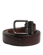 Brown Classic Silver Metal Logo Buckle Belt