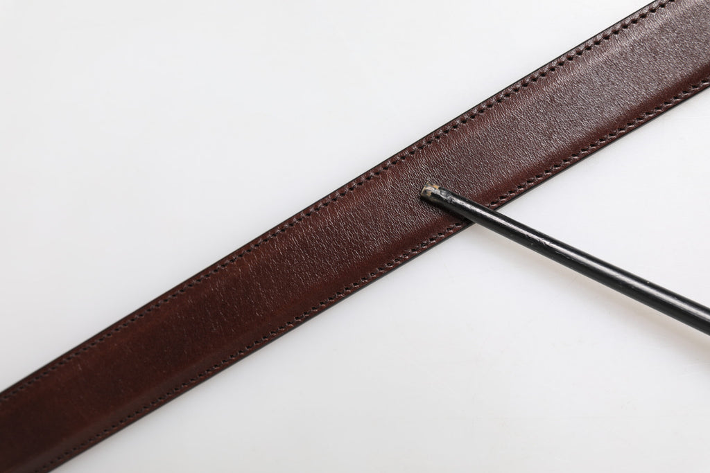 Brown Classic Silver Metal Logo Buckle Belt