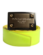 Yellow Green Classic Metal Logo Buckle Belt