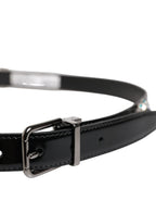 Black Embellished Metal Logo Buckle Belt