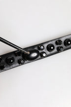 Black Studded Leather Metal Logo Buckle Belt