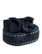 Blue White Cotton DG Logo Metal Buckle Belt