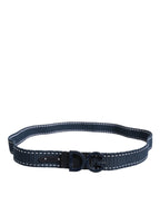 Blue White Cotton DG Logo Metal Buckle Belt