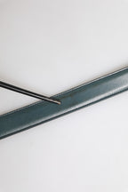 Green Classic Leather Metal Logo Buckle Belt