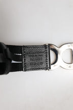 Black Cotton Metal DG Logo Gold Buckle Belt