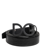 Black Leather Classic Metal DG Buckle Belt