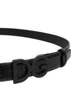 Black Leather Classic Metal DG Buckle Belt