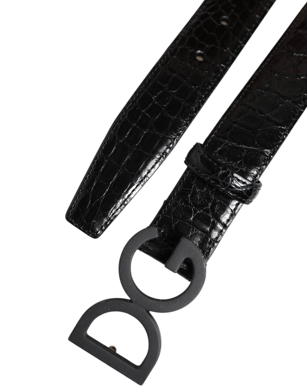 Black Leather Classic Metal DG Buckle Belt