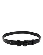 Black Leather Classic Metal DG Buckle Belt