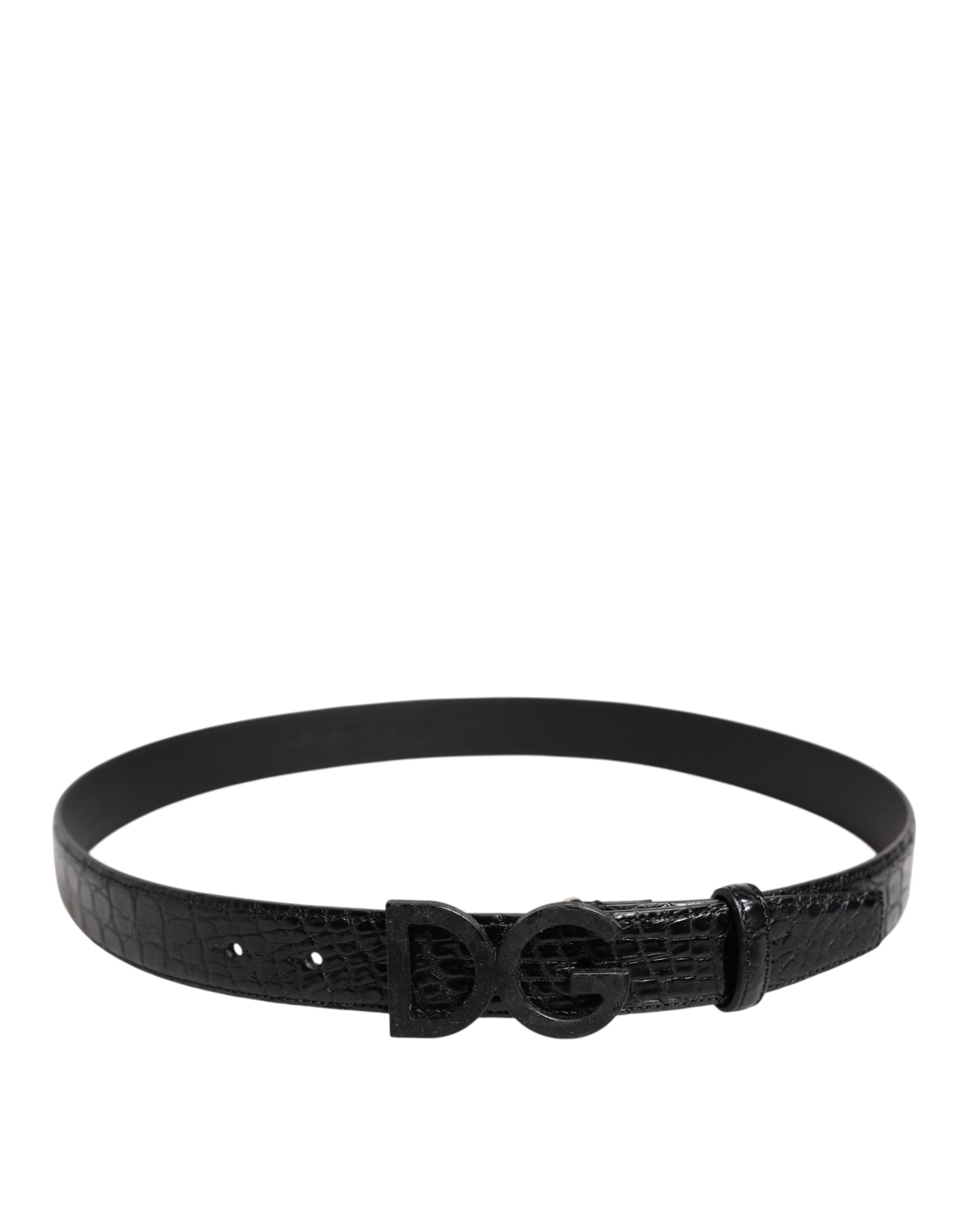Black Leather Classic Metal DG Buckle Belt