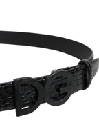 Black Leather Classic Metal DG Buckle Belt