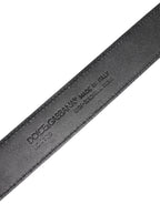 Black Leather Classic Metal DG Buckle Belt