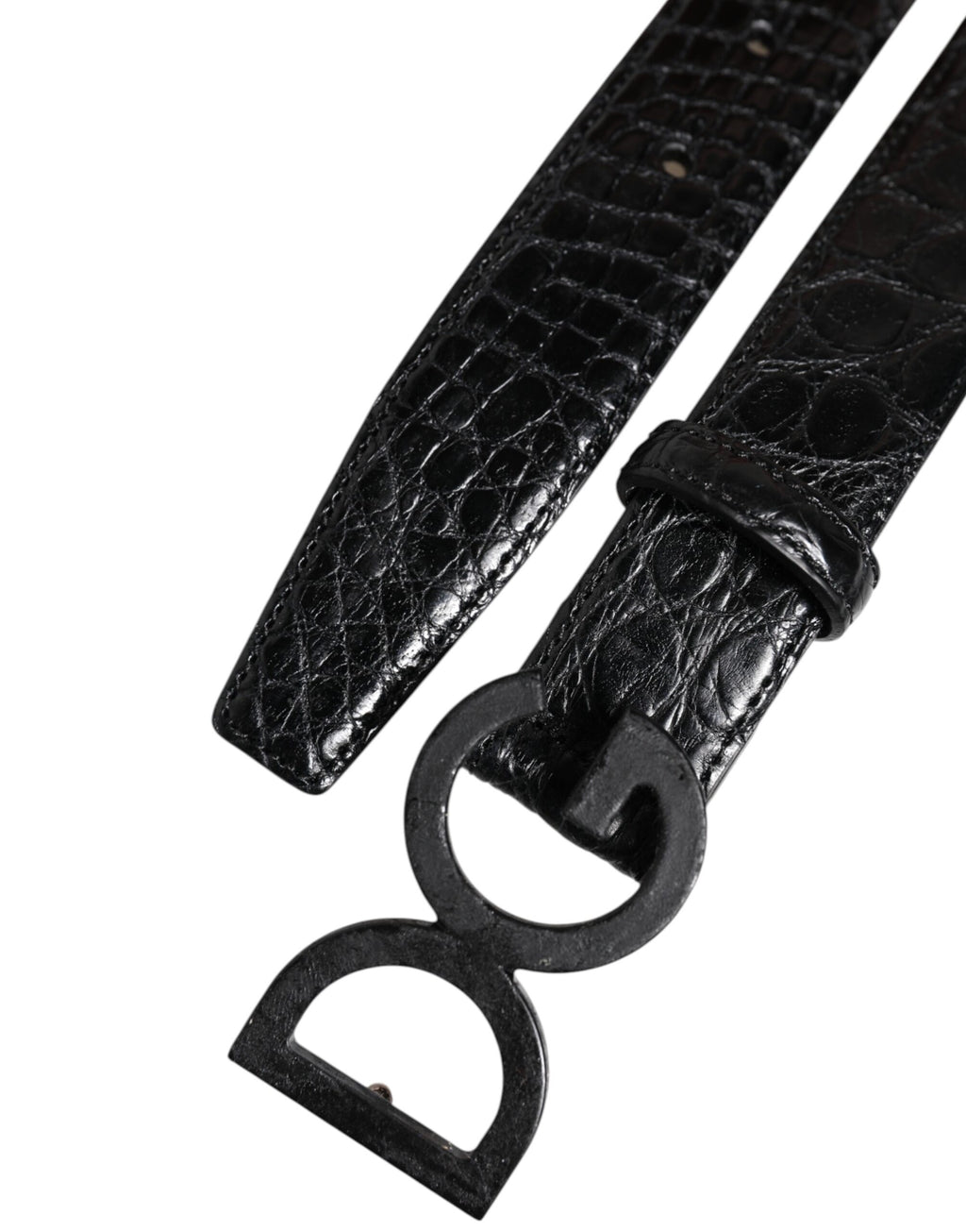 Black Leather Classic Metal DG Buckle Belt
