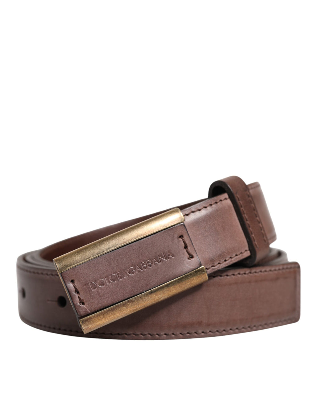 Brown Calf Leather Antique Buckle Belt