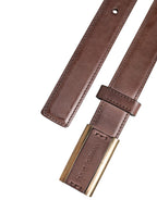 Brown Calf Leather Antique Buckle Belt