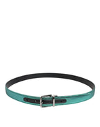 Green Black Polyester Metal Buckle Belt