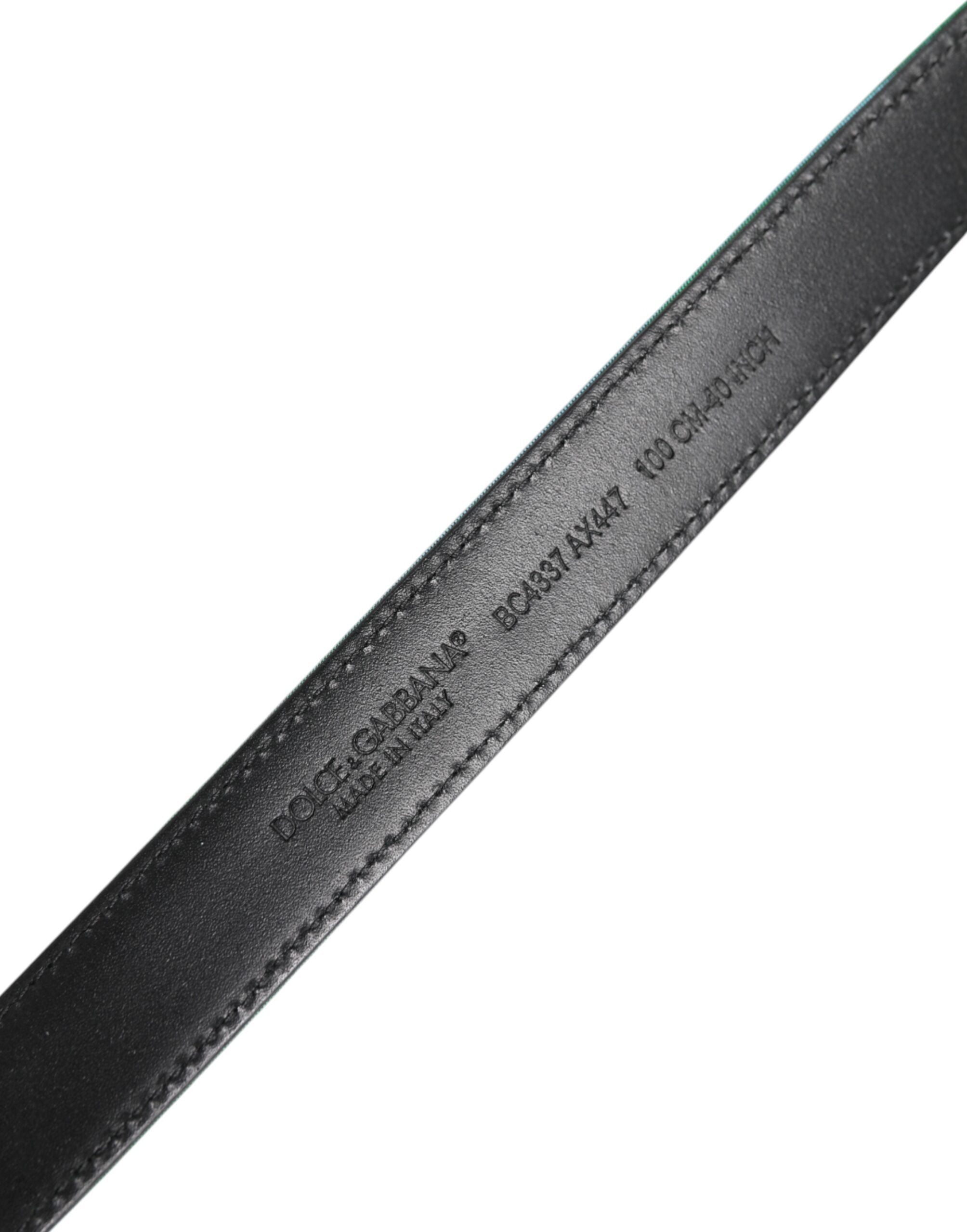 Green Black Polyester Metal Buckle Belt
