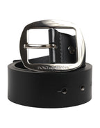 Black Leather Classic Metal Buckle Belt