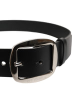 Black Leather Classic Metal Buckle Belt