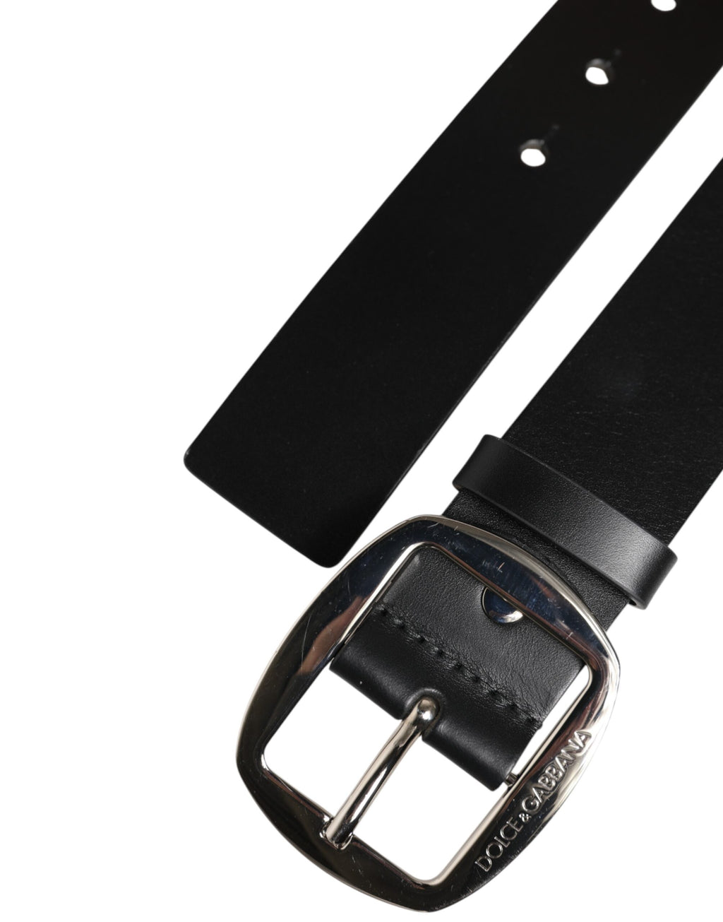Black Leather Classic Metal Buckle Belt