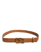 Brown Braided Metal DG Logo Buckle Belt