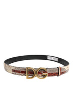 Multicolor Exotic Leather DG Logo Buckle Belt