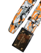 Multicolor Camouflage Metal Logo Buckle Belt