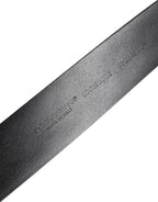 Black Leather Studded DG Metal Buckle Belt