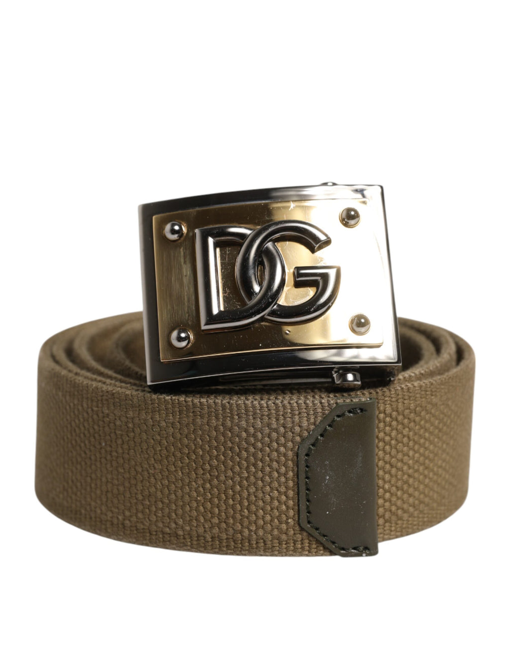 Military Green Nylon Logo Metal Buckle Belt