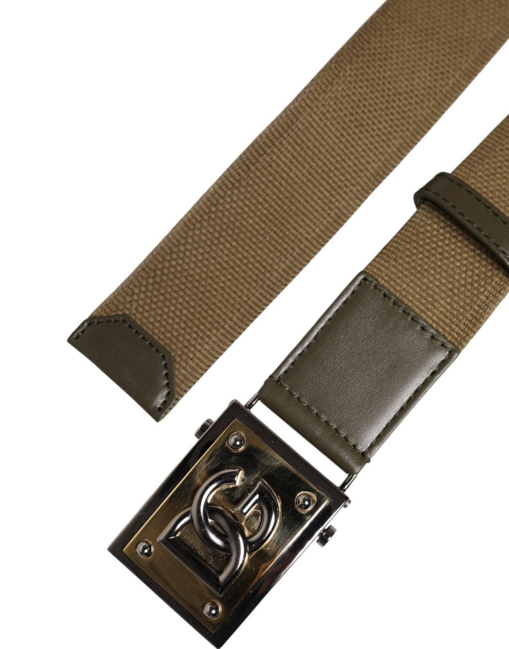 Military Green Nylon Logo Metal Buckle Belt