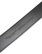 Black Leather Classic Metal Logo Buckle Belt