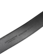 Black Leather Classic Metal Logo Buckle Belt