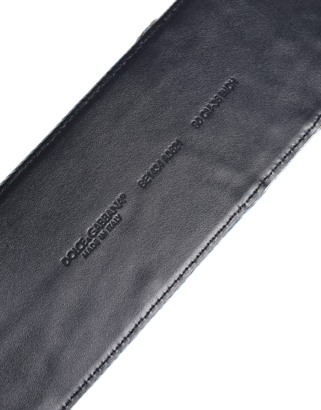 Two Tone Blue Denim Gold Metal Buckle Belt