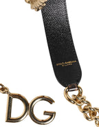 Brown Leopard Gold Brass Chain Accessory Shoulder Strap