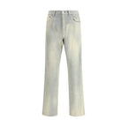 Blue Cotton Casual Pants