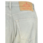 Blue Cotton Casual Pants