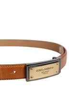 Browned Off Leather Gold DG Logo Buckle Belt