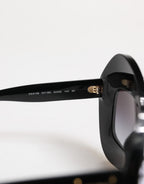 Black White PIED DE POULE Print Oversized Shades Sunglasses