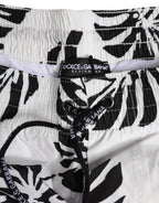 White Black Print Beachwear Shorts Swimwear