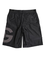 Black Logo Print Beachwear Men Shorts Swimwear