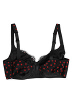 Black Red Polka Dot Underwired Balconette Underwear