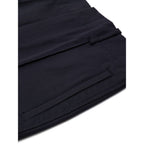 Navy Blue Cotton Casual Pants