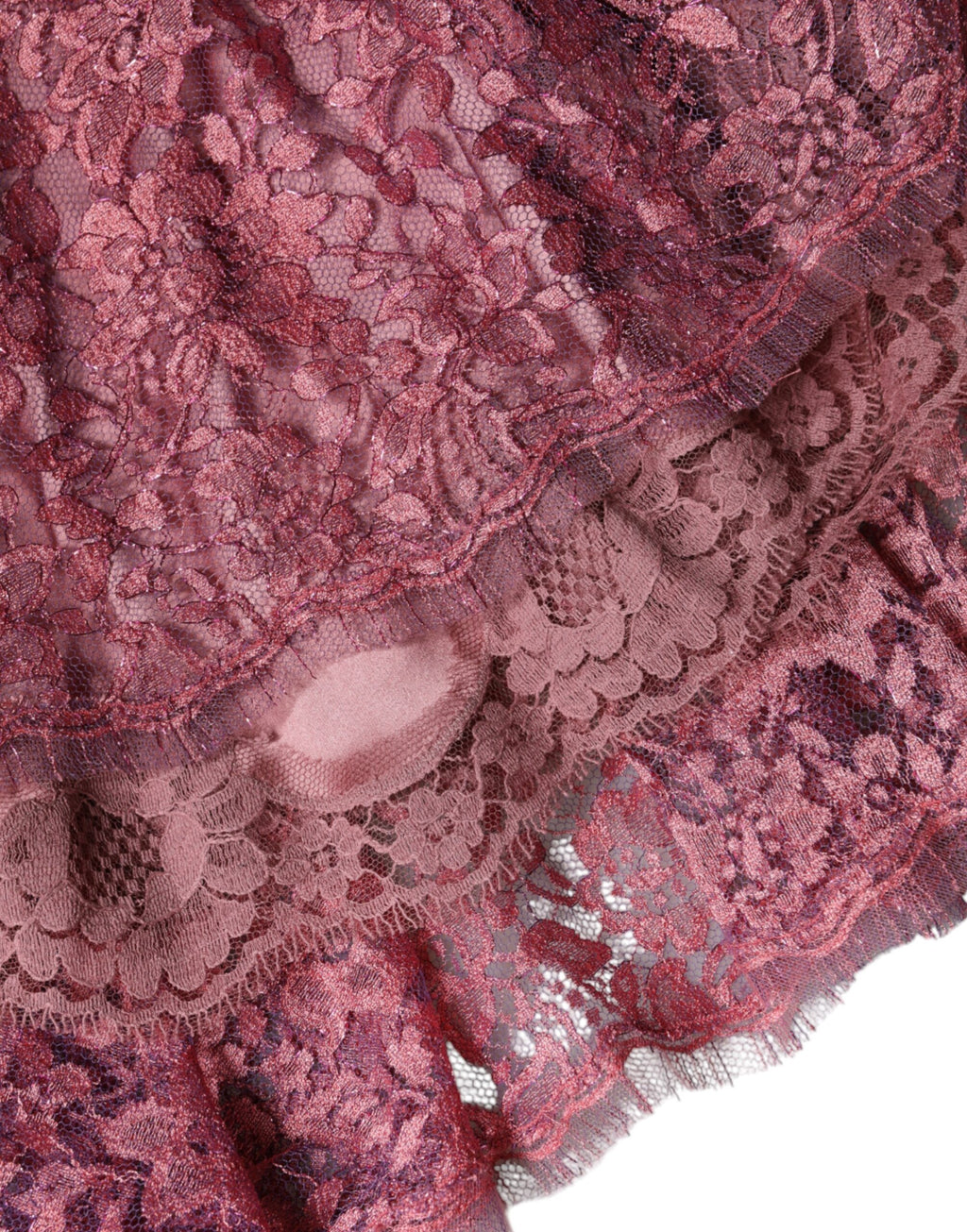 Pink Floral Lace Long Sleeve Midi Dress