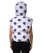White Black DG Mania Polyester Puffer Jacket