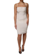 White Full Slip DG Logo Silk Dress Sleepwear