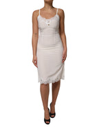 White Lace Gold DG Logo Silk Dress Sleepwear