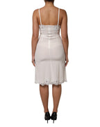 White Lace Gold DG Logo Silk Dress Sleepwear