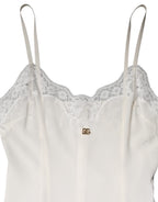 White Lace Gold DG Logo Silk Dress Sleepwear