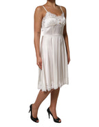 White Lace DG Logo Silk Dress Sleepwear